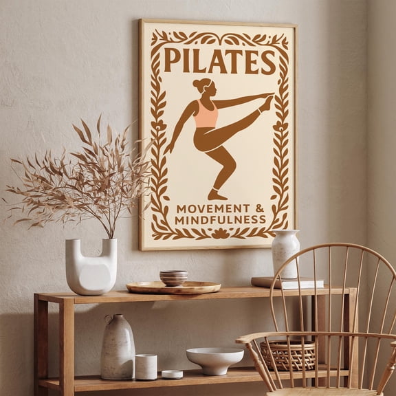 Pilates Movement & Mindfulness Wall Art, Inspirational Fitness Poster, Yoga Decor UNFRAMED Poster, Wall Art for Decor, Present, 8x12