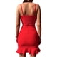 thumbnail image 2 of VISgogo Vestido de tirantes para mujer, tirantes finos, cuello en V, volantes, irregular, ajustado, minivestido de verano para fiesta de club VISgogo  moda, 2 of 3