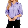 thumbnail image 5 of ZXSXSY Women Button Collar Vertial Detailing Split Hem Shirts with Pocket, 5 of 11