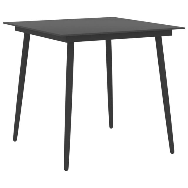 vidaXL Garden Dining Table Black 80x80x74 cm Steel and Glass