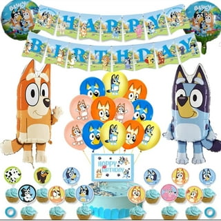 All-in-1 Bluey Balloons Arch & Garland Kit with Bonus Dog Bone – Small and Large Bluey Birthday Party Balloons in Blue and Orange – Bluey Themed