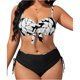 thumbnail image 2 of Trajes de baño Amzcrzy Tankini para mujer, moda para mujer, traje de baño de talla grande, traje de baño estampado con tirantes laterales, traje de baño dividido, traje de baño negro, 2XL, 2 of 8