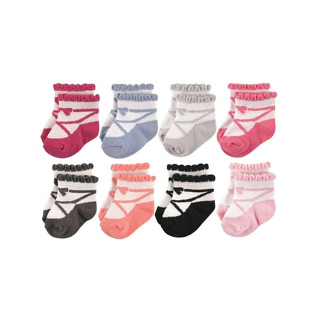 Ballet Slipper Crew Socks, 8-Pack (Baby Girls)
