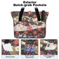 thumbnail image 2 of Tote Bag for Women - Pioneer Flower Shoulder Bag - Large Utility Work Duffle Bag with Zipper Handbag for Travel, Work, Sprots, 2 of 5