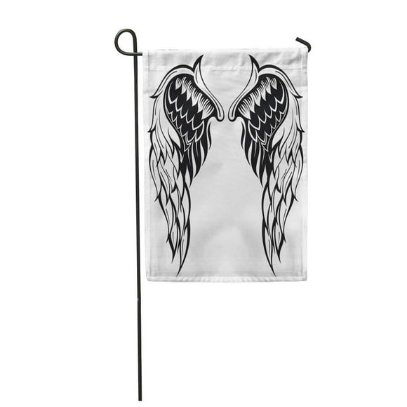 POGLIP Angel Wings Tattoo Gothic Tribal Abstract Bird Eagle Garden Flag Decorative Flag House Banner 12x18 inch