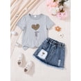 thumbnail image 4 of Shadoumai Tween Girls 2 Piece Outfits Short Sleeve Bow Top and Pleated Skirt Sets Summer Clothes, Size 7-14 Years, 4 of 4