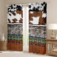 thumbnail image 2 of YST Western Curtains&nbsp;&&nbsp;Drapes 2 Panels 38"Wx45"L,Cowhide Curtains Tribe Arrow Aztec Blackout&nbsp;Curtains,Bull Cow Print Patchwork Geometry Diamond Western Home Decor, 2 of 6
