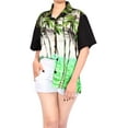 thumbnail image 2 of LA LEELA Women's Casual Beach Hawaiian Blouse Shirt Dressy Blouses Button Up Short Sleeve Dress Tops Tee Shirts T Shirts for Women L Tall Branch, Black, 2 of 7
