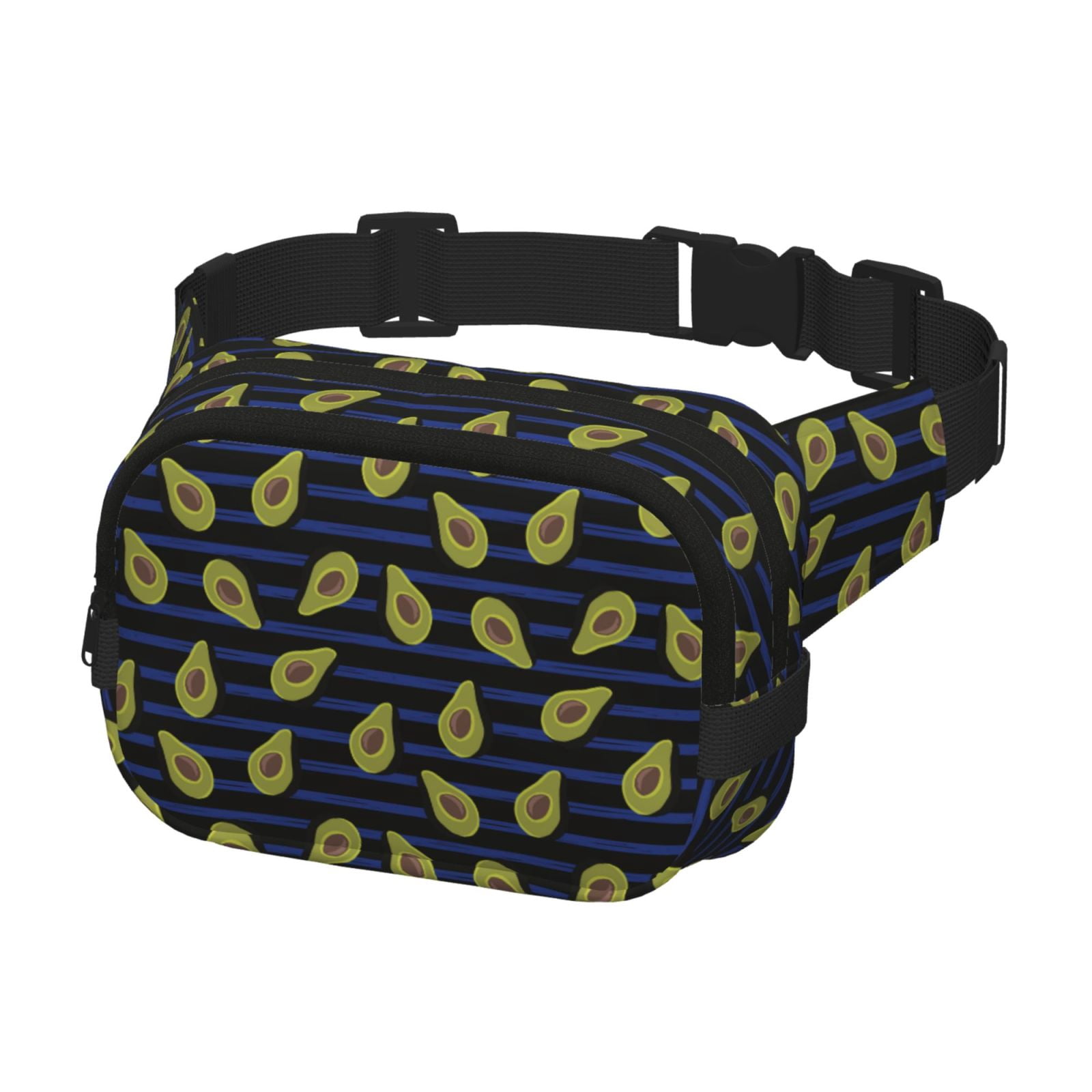 Picia Avocado Print Square Double-Layer Waist Bag Mini Adjustable Waist Belt Bag Exercise Running Travel Hiking