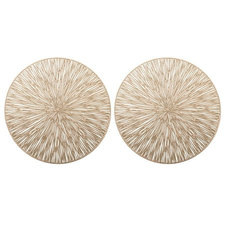 

2Pcs Round Placemats Heat-resistant Dining Table Placemats Hollow Design Placemats