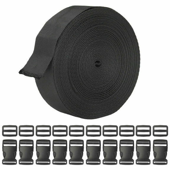 1 Inch 11 Yards Nylon Webbing Strap With 10PC Plastic Buckle   10PC Side Release US SHIP