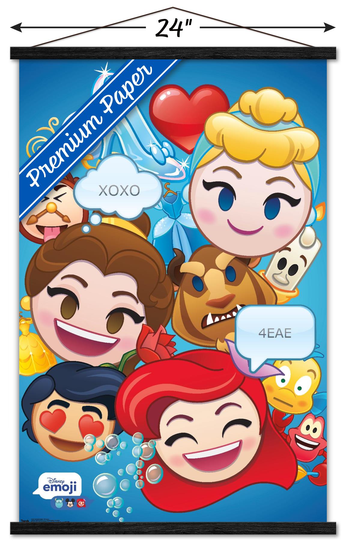 Disney Emoji - Disney Princess Wall Poster with Wooden Magnetic Frame, 22.375" x 34"