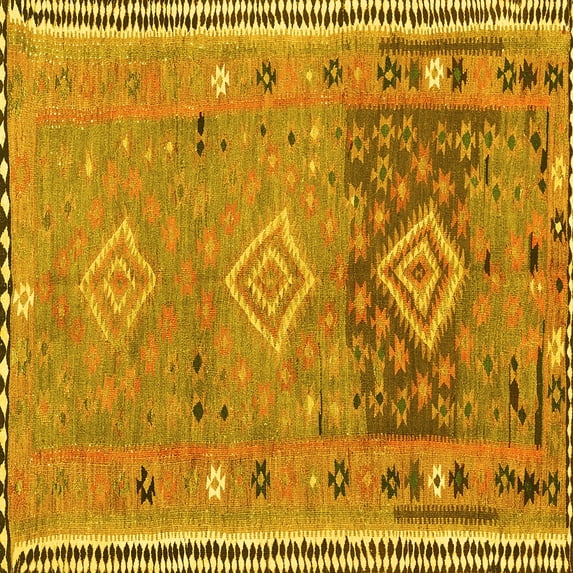 Ahgly Company Indoor Square Southwestern Yellow Country Area Rugs, 4' Square