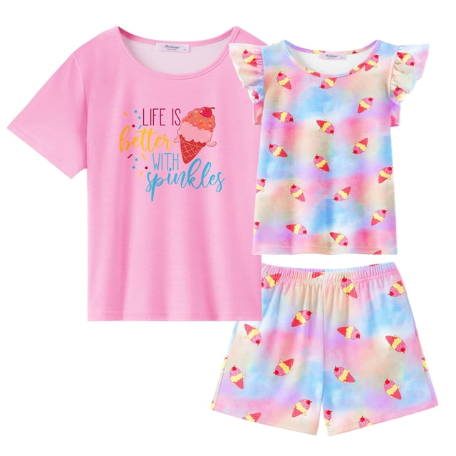 Conjunto de pijama Arshiner para niñas, manga corta, verano, 4-5 años