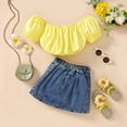 thumbnail image 1 of Falda Conjunto de falda vaquera superior para niñas y niños, conjunto de falda vaquera con botones, 2 uds., traje de ropa Cgtredaw Amarillo T 4-5 años Única para Niña, 1 of 8