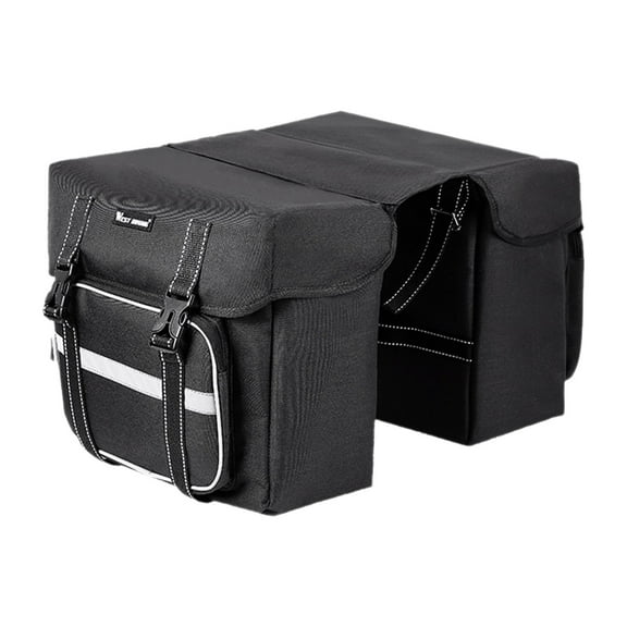 1 Pc Rear Bike Bag Bike Double Pannier Bags Bike Saddle Bag Water-Resistant Bike Bags for Bicycles with Reflective Trim Taillight Hanger & Handle Fits Most Racks, 16.14x11.02x11.81 Inch, Black