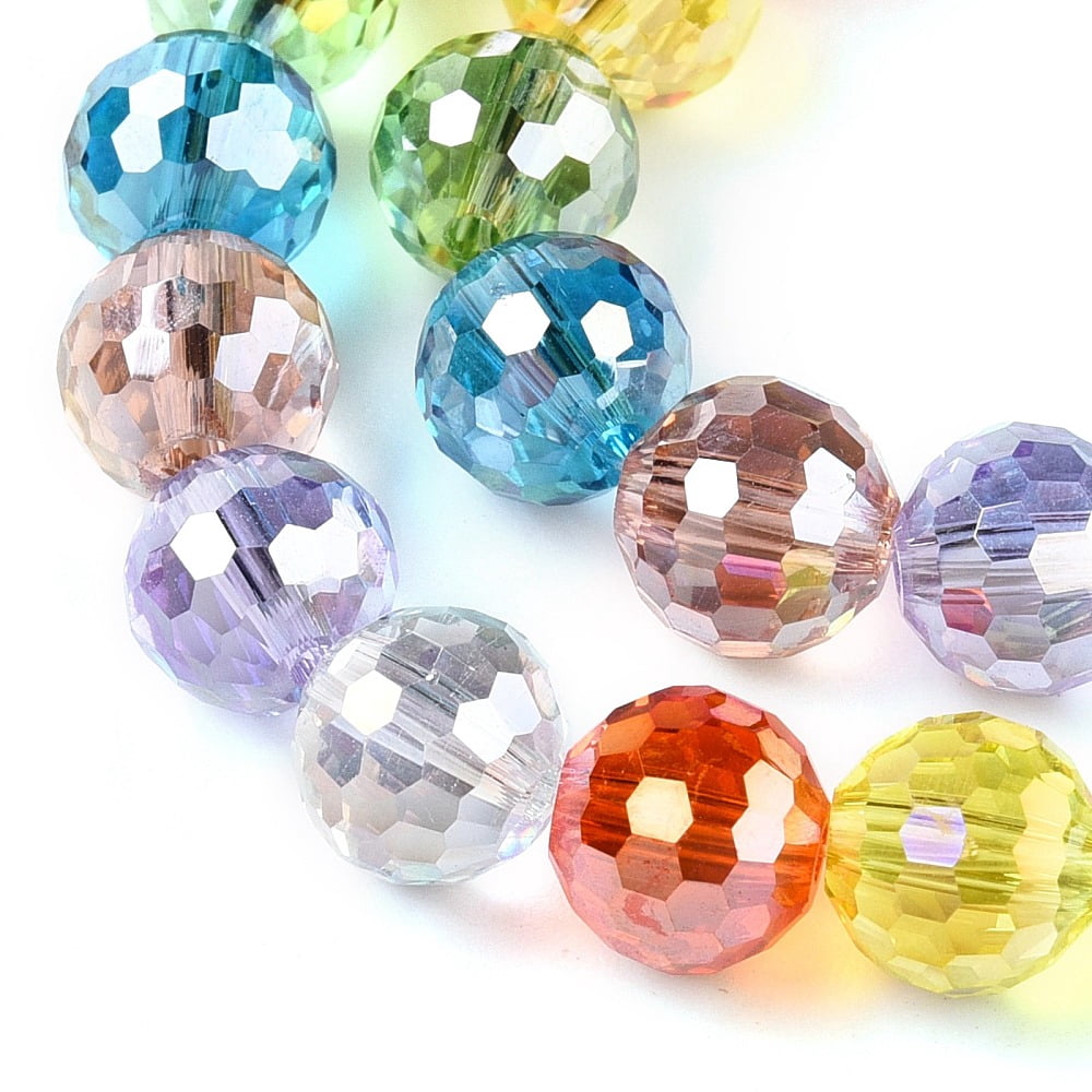 Electroplate Glass Bead Strands Faceted Round Colorful 8mm Hole: 1.4mm about 50~51pcs/strand 14.33''~14.69''(36.4~37.3cm)