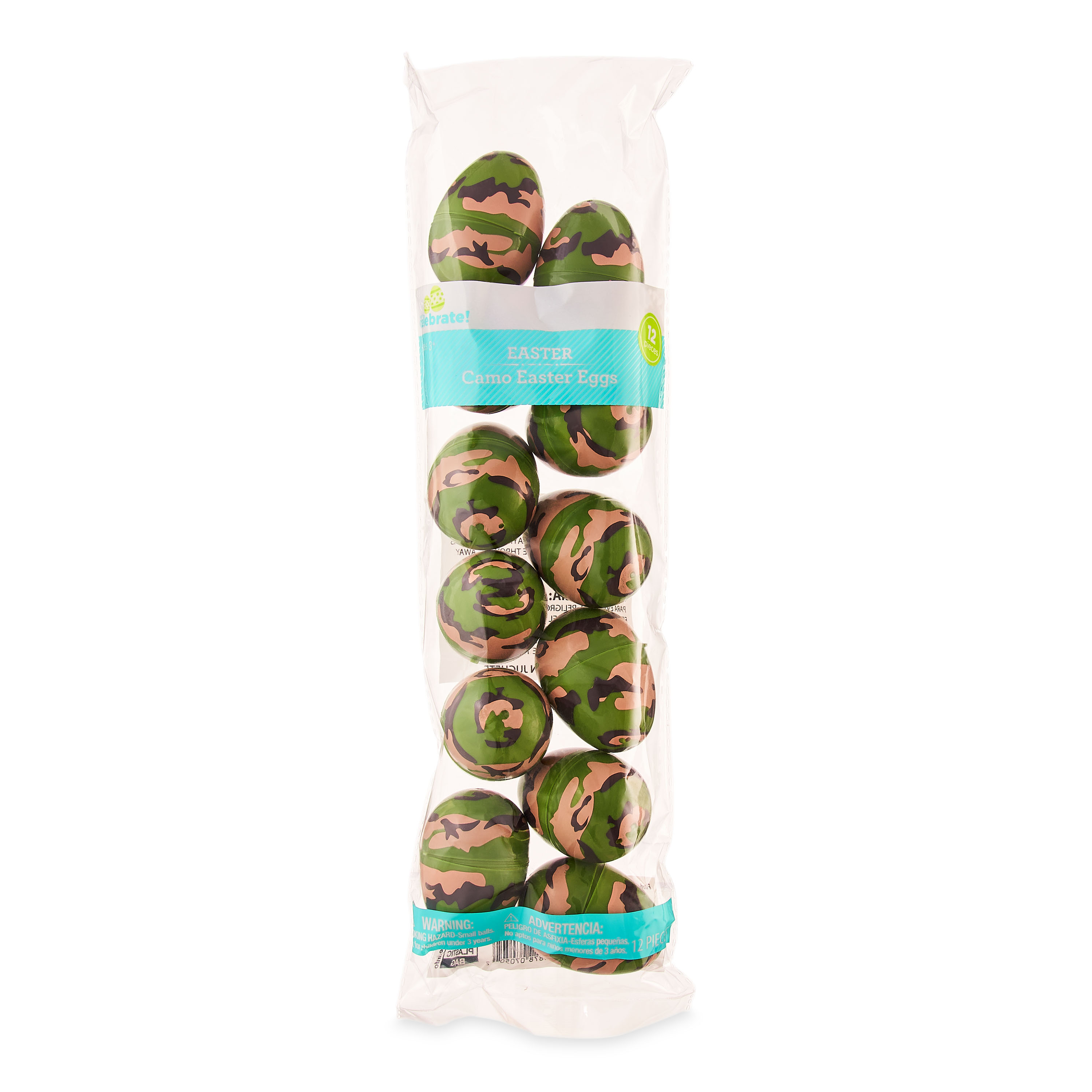 Way To Celebrate Easter 43 MM Camouflage Plastic Easter Eggs, 12 Count