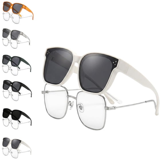 Polarized Fit-Over Sunglasses, 2026 New Oversized Square Over Glasses Sunglasses for Men Women Driving Outdoors