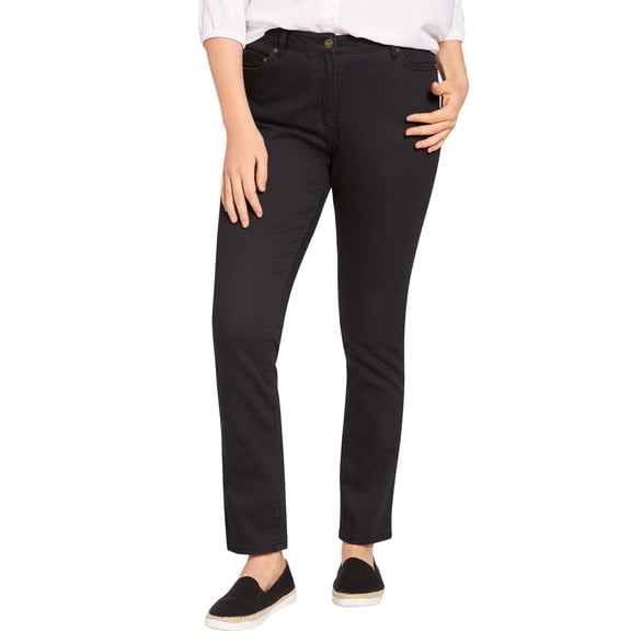 Woman Within Plus Size Petite Stretch-Denim Slim-Leg Five-Pocket Jeans