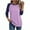 Purple1, variant on Womens Tops Summer Three Quarter Sleeve Round Neck Fitting Tee Shirts Color Block Athletic Tops