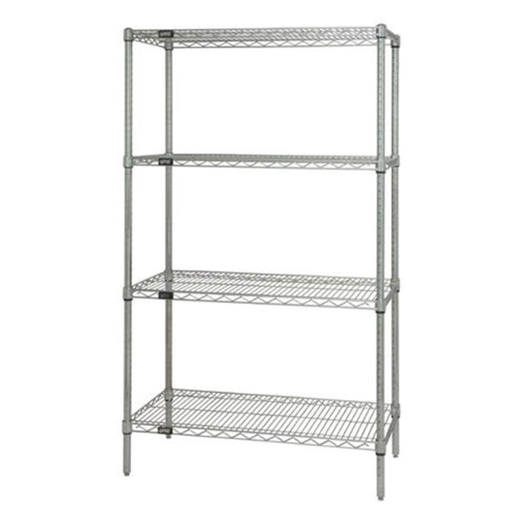 Quantum Storage WR54-1430S 4-Shelf Stainless Steel Wire Shelving Unit, 14 x 36 x 54 in.