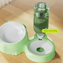 Nebwoak 2-in-1 Cat Food & Water Bowl Set, Gravity Automatic Cat Waterer with Transparent Reservoir, Blue Cute Cat Paw Design, Easy-Clean No-Spill Dual Bowls for Cats Home Use