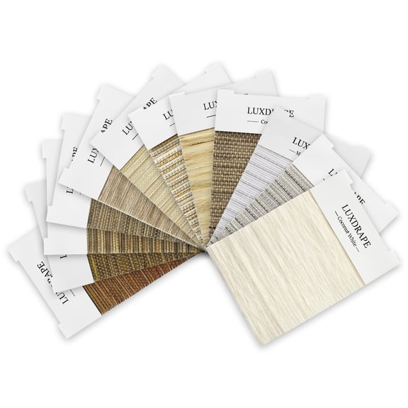 LuxDrape Natural Bamboo Shades Samples Booklet, 12 Colors & 7 Color Binding Edge & Bamboo Shade Liner