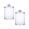 thumbnail image 1 of HAMPPLIES 2Pcs Cotton Swab Box with Cover Clear Round Container for Living Room, 1 of 8