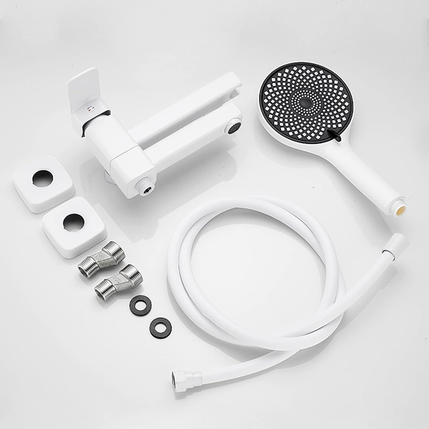 Bathtub Faucet with Handheld Shower Wall Mounted White Brass Bathroom Tub Shower Faucet