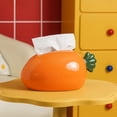 thumbnail image 4 of Ceramic Tissue Box, Carrot Shaped Napkin Holder for Kitchen Bathroom, Modern Home Decor Countertop Organizer, Fun Vegetable Style Dispenser with Non-Slip Bottom, Orange 9x5x4.3 Inches, 4 of 8