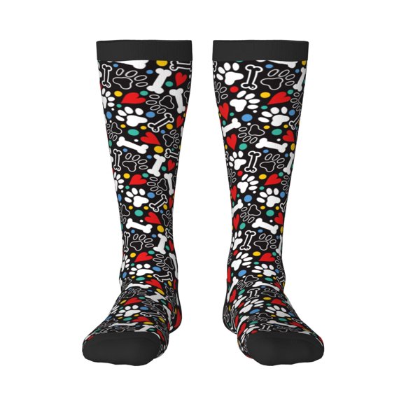Cauagu Chaussettes Amusantes Motif Pattes et Os 13.8 Po pour Unisexes pour Hommes, Femmes et Adolescents avec Cadeau de Noël, Fête Ou Anniversaire