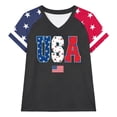 thumbnail image 4 of Womens 4th of July V Neck Shirt American Flag Graphic Short Sleeve Patriotic Tee Casual Summer Tops ﻿, 4 of 4