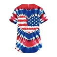 thumbnail image 4 of Iaqnaocc 4th of July Scrub Tops Women Patriotic Oversized American Flag Butterfly Nurse Working Uniforms Stretchy V-Neck Side Slits Scrub Shirt July 4th Celebration Nursing Scrubs Multicolor XL, 4 of 5