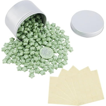 Green Wax Seal Beads 280pcs Sealing Wax Beads Packed in Round Tin Cans with 5 Sheets Self-Adhesive Stickers Sealing Wax Kit for Wax Seal Stamp Halloween Wedding Invitation Gift Wrap