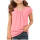 thumbnail image 1 of Camiseta Plegada de Color Sólido Estilo de Vestido de Verano de Manga Corta para Niños con Cuello Redondo Y Detalle Encofrado, Punto Suave Transpirable para Niños Primavera Y Uso Diario, 1 of 7