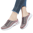 thumbnail image 2 of gzxflxpge Women Slip‑On Backless Mule Shoes Breathable Knit Mesh Casual Sneakers, Non‑Slip Light Weight Weaving Walking Footwear for Daily Wear Pink 5.5（CN-36）, 2 of 7