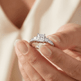 thumbnail image 3 of Pompeii Princess Cut Diamond Engagement Ring 3-Stone 1 1/2ct 14k White Gold (H/I,I1), 3 of 5