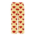 thumbnail image 6 of FRSASU Women's Valentine Pants Flannel Plush Fuzzy Elastic Waist Wide Leg Love Heart Print Long Pants Yellow, 6 of 7