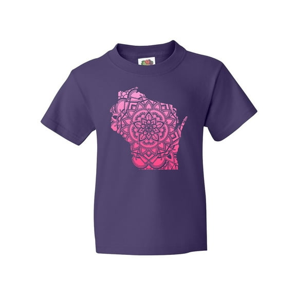 Inktastic Wisconsin Silhouette Mandala Youth T-Shirt