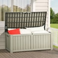thumbnail image 1 of DEXTRUS 120 Gallon Outdoor Resin Deck Box, Weatherproof Patio Furniture, Light Brown, 1 of 8