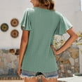 thumbnail image 5 of Scyoekwg Summer Tops for Women Trendy Tshirt Short Sleeve Loose Comfy Blouse Crewneck Ruffled Sleeves, Going Out Tops Casual Classic Solid Color T Shirt (Green,L), 5 of 6