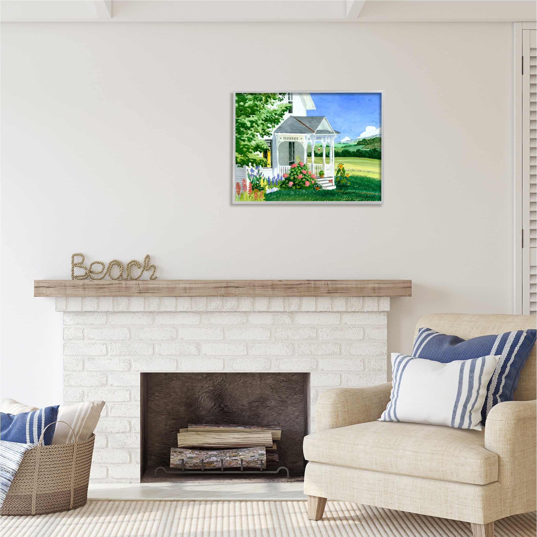 Stupell Industries Cottage Garden Painting Nature Painting Gray Framed Art Print Wall Art, 30 x 24