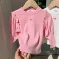 thumbnail image 4 of Ugoldhm Girls Fashion Tops Ruffle Puff Sleeve Bow Embroidered Shirts Cute Fall Casual Tees, 4 of 6