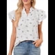 thumbnail image 2 of Tops con Volantes para Mujer, Blusas Bohemias con Cuello en V y Muescas, Camisetas Tipo Túnica con Mangas Abullonadas en L, 2 of 9