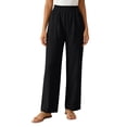 thumbnail image 3 of Thousandth Womens Pull On Wide Leg Pants Casual Crinkle Textured Loose Fit Lounge Trousers Trendy Beach Vacation Wear for Women, 3 of 7