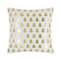 JWH Christmas Trees Pillow Covers Gold Foil Print Decorative Throw Pillow Cover Pine Trees Accent Pillow Case Velvet Pillowcase Square Shape Winter Holiday Cushion Cover for Room Decor 18x18 inch