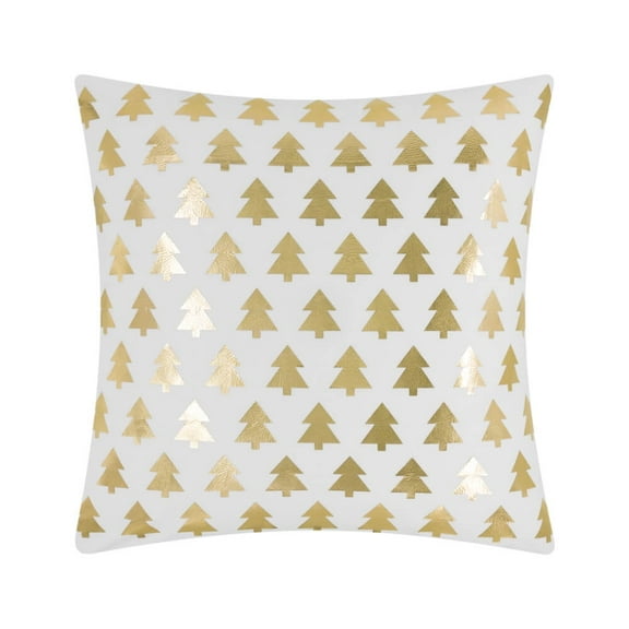 JWH Christmas Trees Pillow Covers Gold Foil Print Decorative Throw Pillow Cover Pine Trees Accent Pillow Case Velvet Pillowcase Square Shape Winter Holiday Cushion Cover for Room Decor 18x18 inch