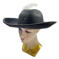 thumbnail image 2 of Yvsxxv White Feather Black Tricorn Pirate Hat Vintage Party Headwear 1Pc, 2 of 7