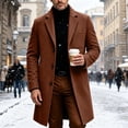 thumbnail image 2 of Awdenio Mens Jackets Single Breasted Long Pea Coat Overcoat Notched Lapel Slim Fit Business Casual Trench Coat, 2 of 6